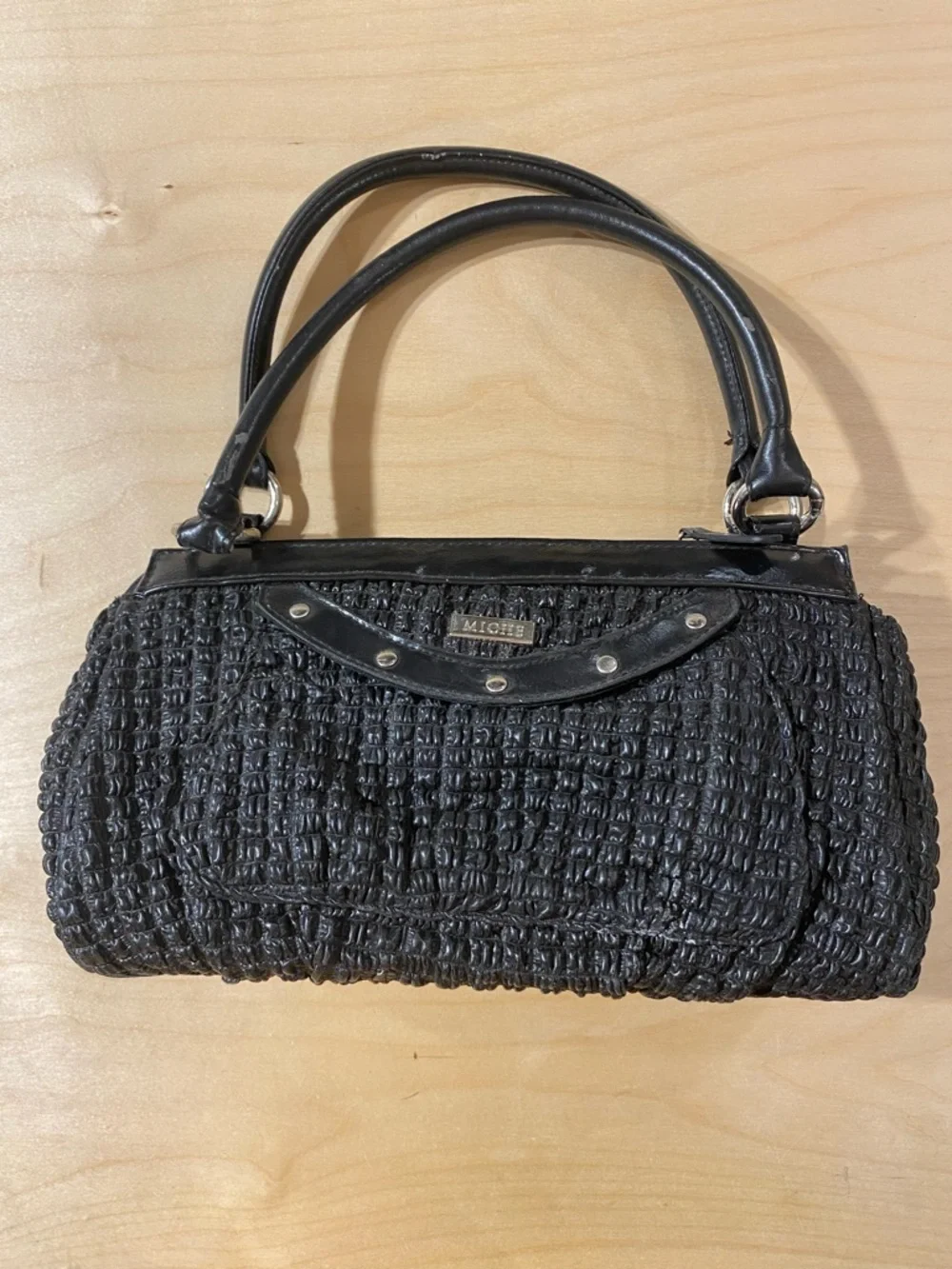 Miche Black Woven Top-Handle Hand Bag (RE)